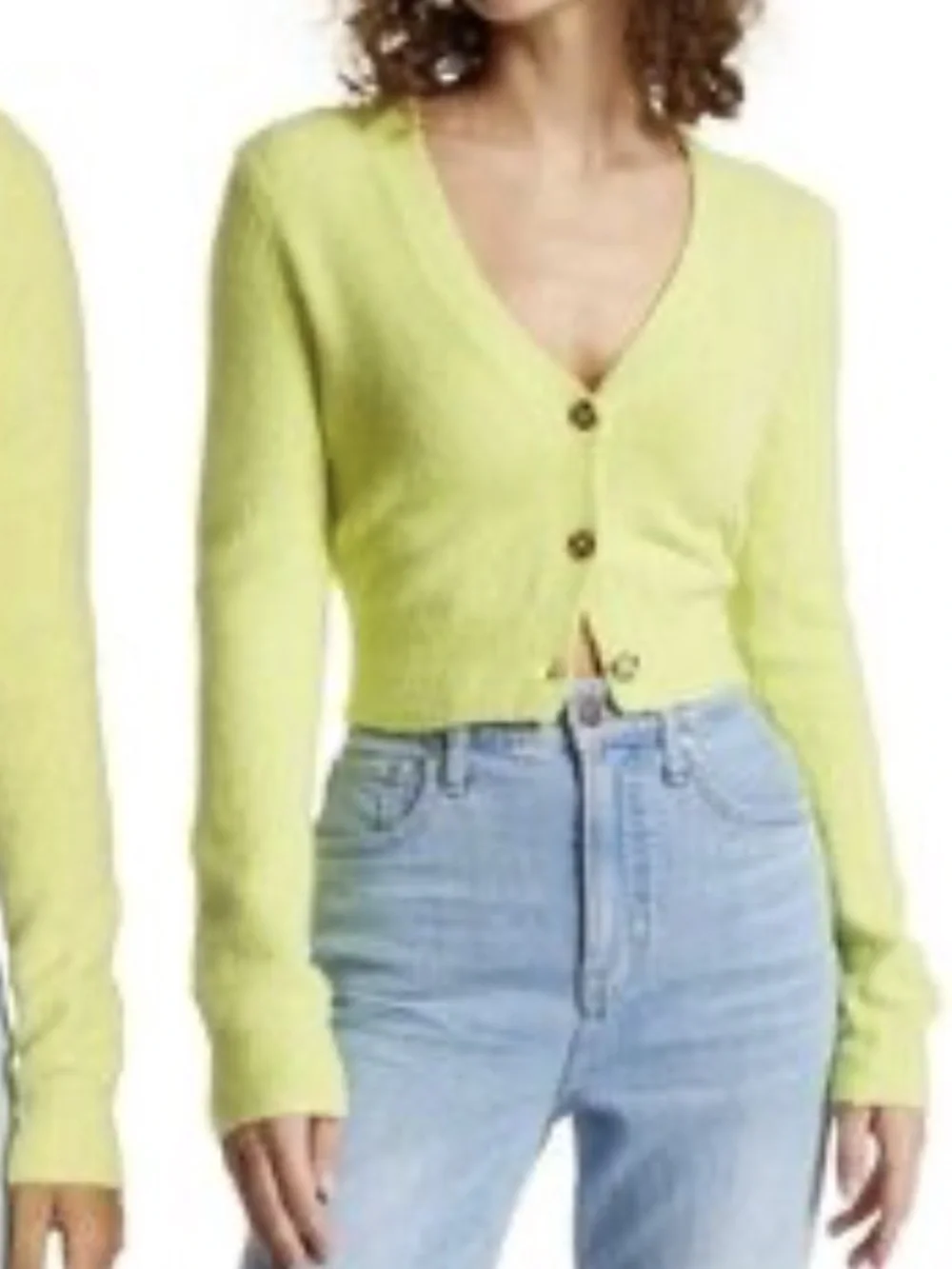 pistola Lime V-Neck Cropped Button Cardigan size S